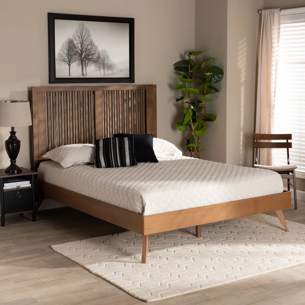 Full Ash Walnut Wood Platform Bed B54033