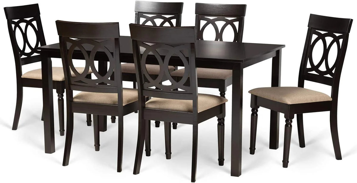 Sand Fabric Upholstered 2-Piece Dining Chair Set O7113