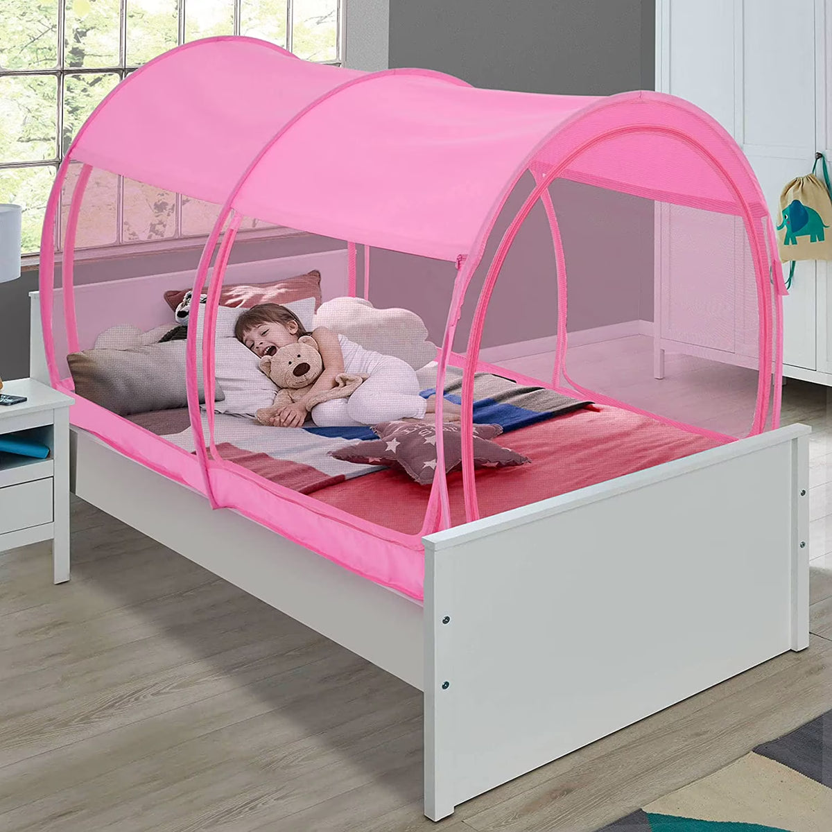 Twin Size Pink Bed Tent Mosquito Net Privacy Space T985935