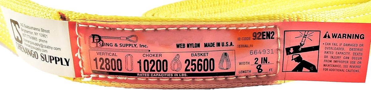 2 Ply Endless Nylon Lifting Slings, 2"x8', Pack of 2 K101