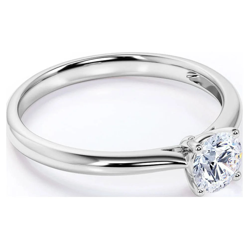 18K White Gold over Silver Round Cut Engagement Ring W12105