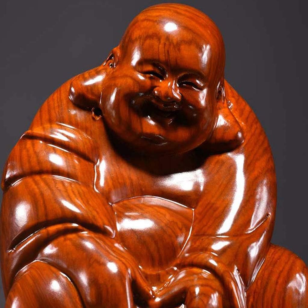 7.88 Inches Huanghuali Wood Carving Maitreya Buddha Statue R658112