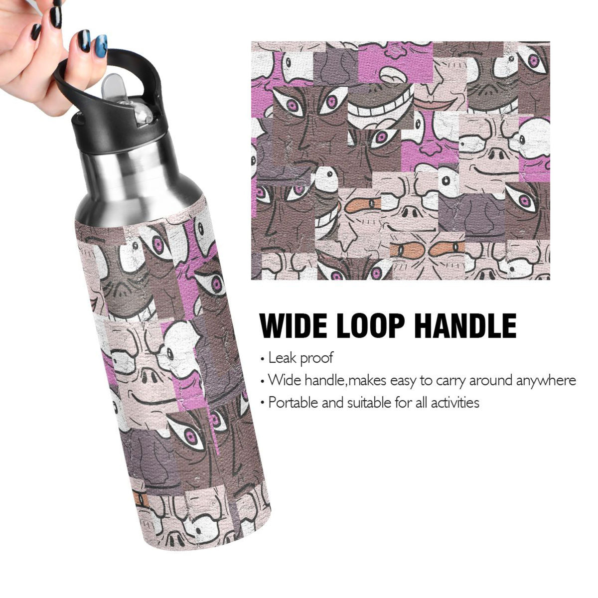 Stainless Steel Insulated Water Bottle with Straw Lid B51068