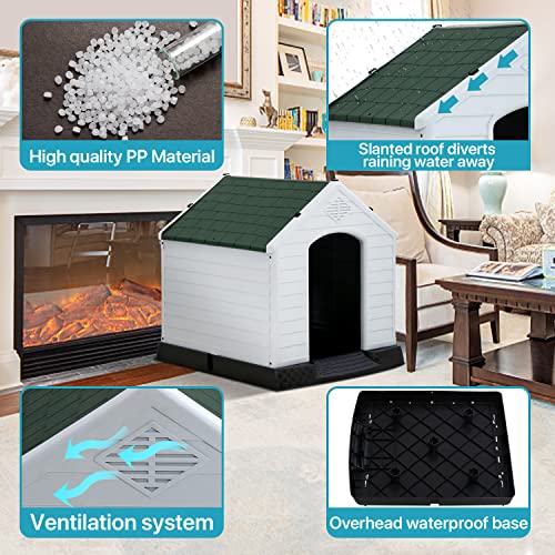 White Large Plastic Dog House with Elevated Floor B551