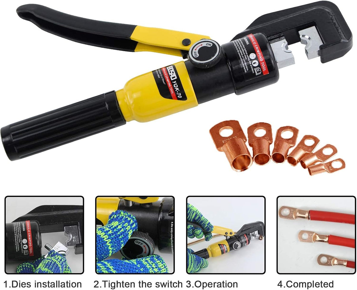 Hydraulic Wire Crimping Tool 12 AWG to 2/0, Pack of 2 S795