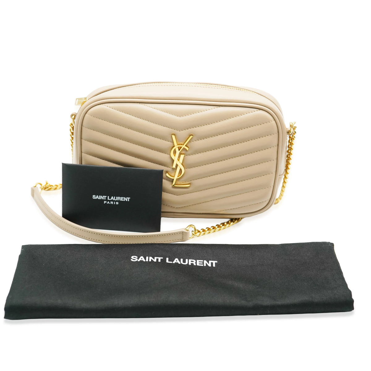 Beige Chevron Calfskin Mini Camera Bag G257