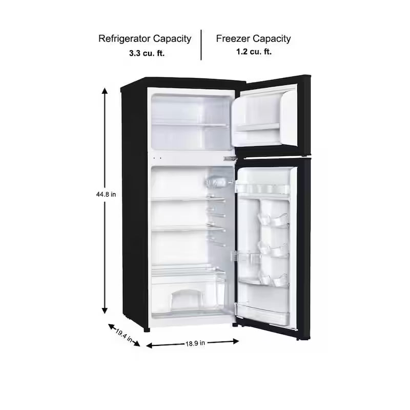18.5 in. W 4.5 cu. ft. Black 2-Door Mini Refrigerator with Freezer H784