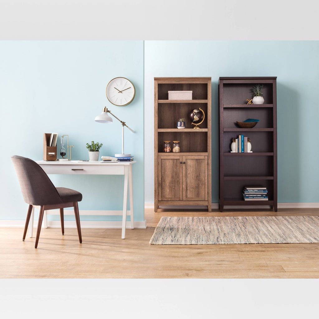 Rustic 5-Shelf Bookcase with Storage V850776
