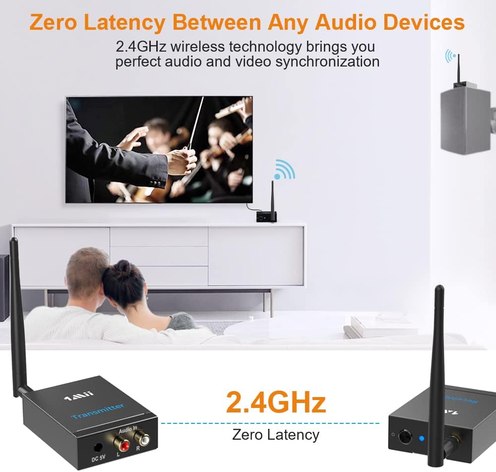 2.4GHz Wireless Audio Transmitter Receiver RCA 320ft Pack of 2 X833043