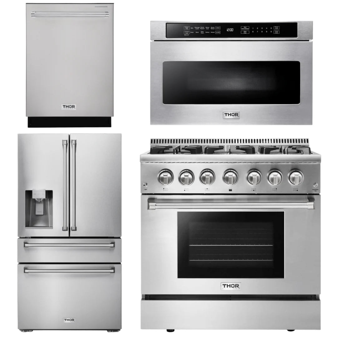 36 Dual Fuel Range, Microwave Drawer, Refrigerator, Dishwasher H540