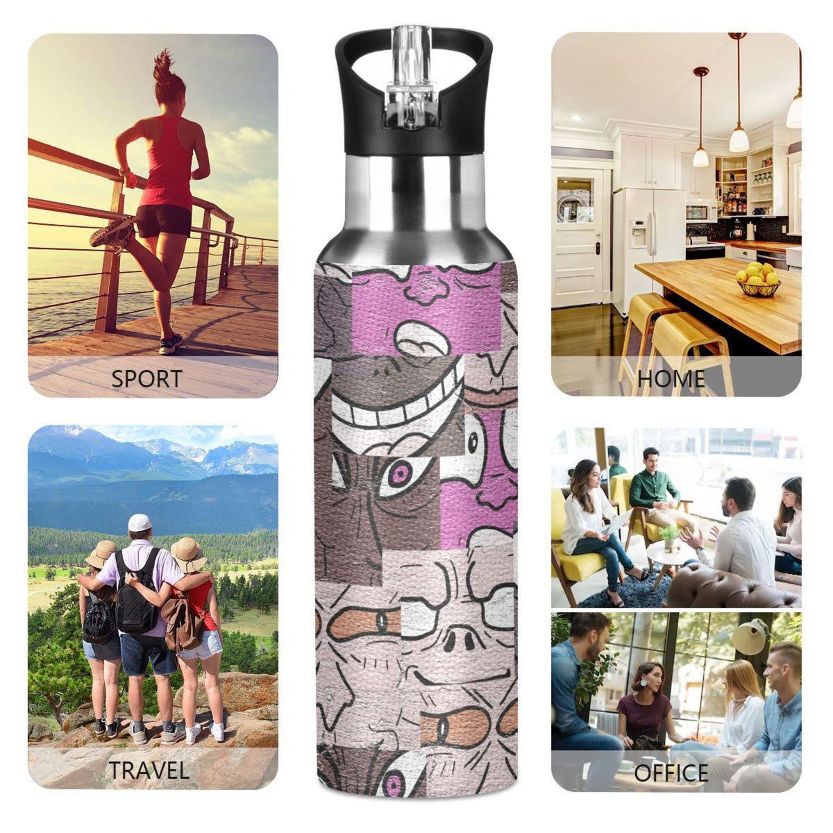 Stainless Steel Insulated Water Bottle with Straw Lid B51068