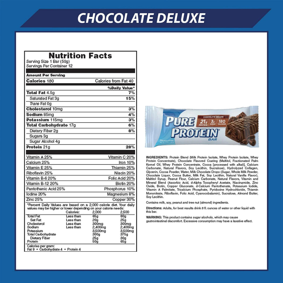 Chocolate Deluxe Protein Bars, 1.76 oz, 12 Count G97645