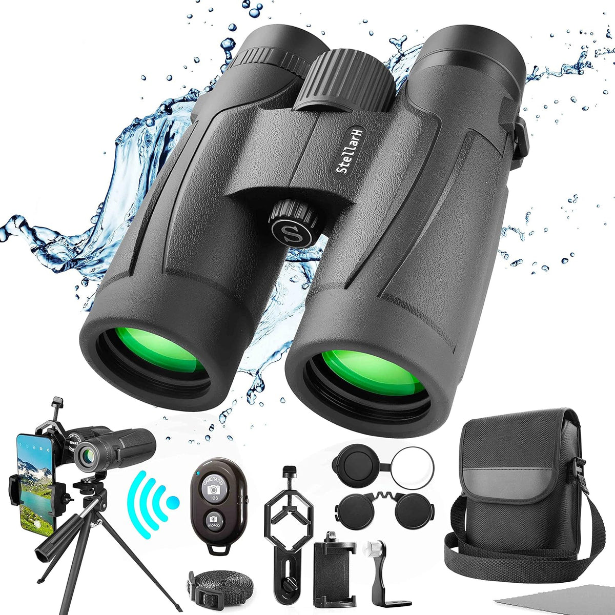 10x42 Waterproof Binoculars with Tripod and Carrying Bag T597116
