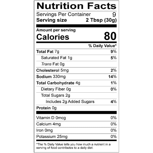 Tartar Sauce, 9.5 oz, 9 Count K9187