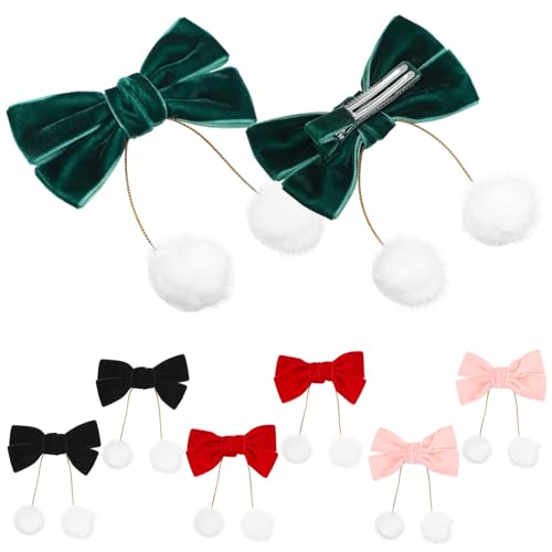 4 Pairs Christmas Hair Bows Clips Velvet Barrettes Z3828