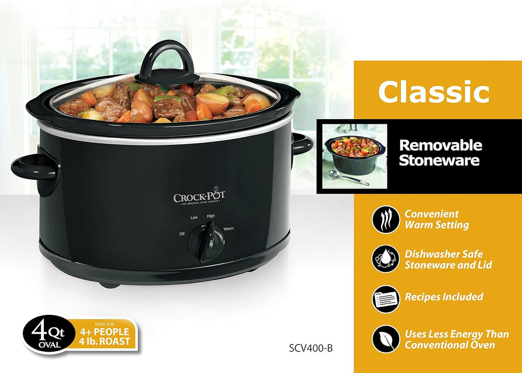 Black 4-Quart Manual Slow Cooker D503
