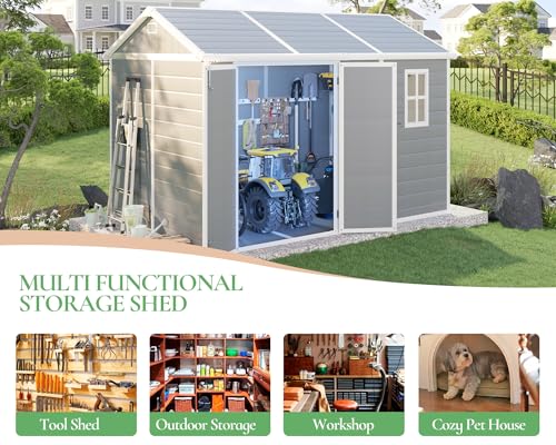 Grey Outdoor Resin Storage Shed with Floor N106