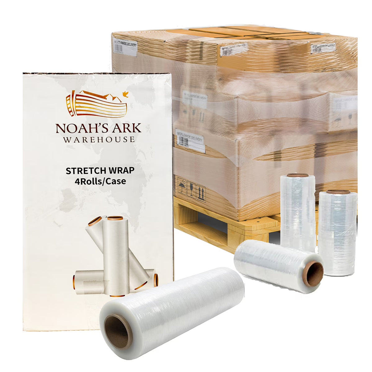18" x 1500' Clear Cast Hand Stretch Film, 80 Gauge, 4 Rolls T233