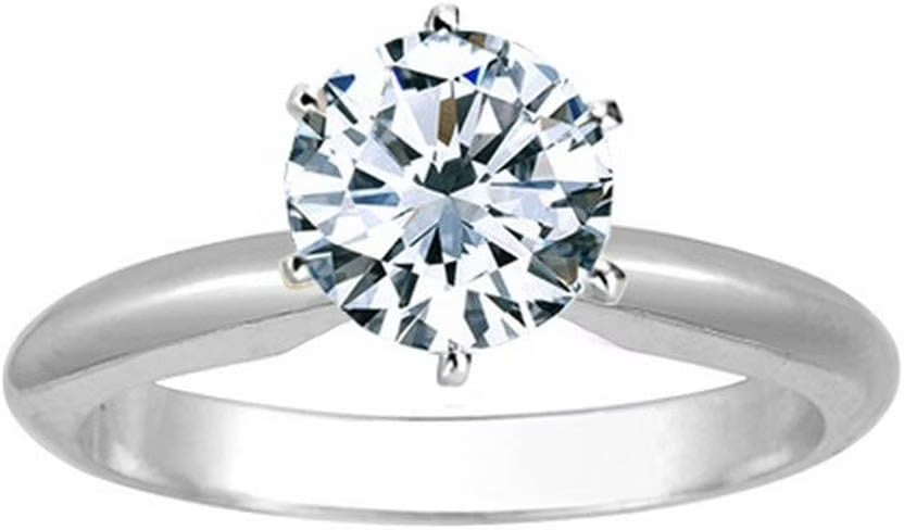 1.00 Ct Round Cut White Diamond Solitaire Ring 14K White Gold Plated 925 Sterling Silver F81118