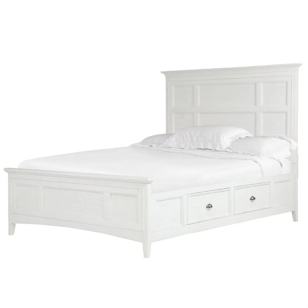 Soft White Queen Panel Bed with Storage V639339