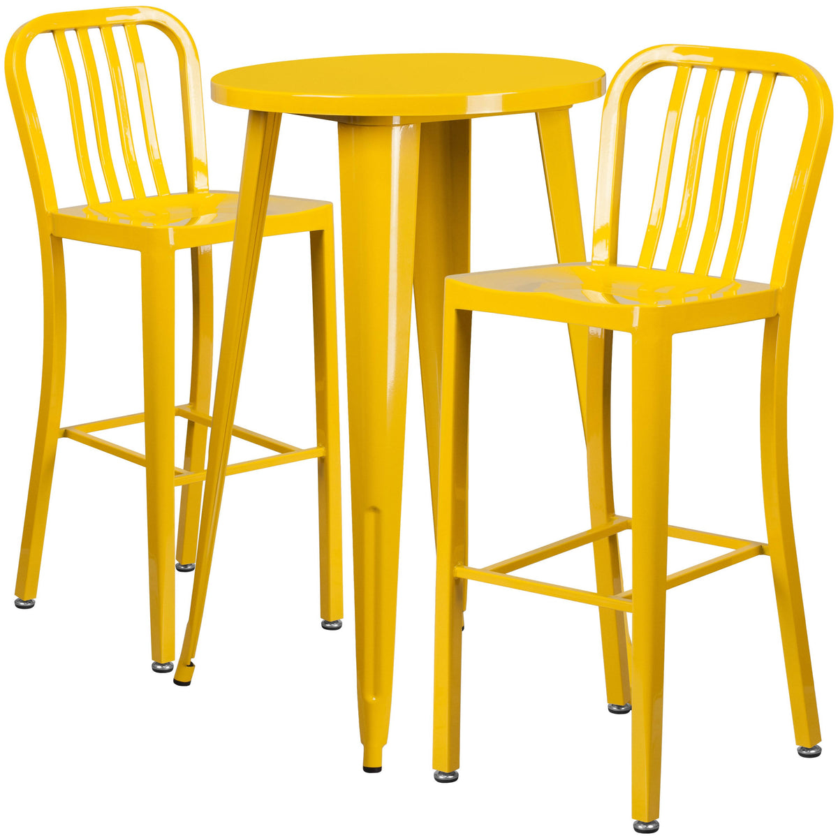 Orange Round Metal Bar Table Set with 2 Stools C888