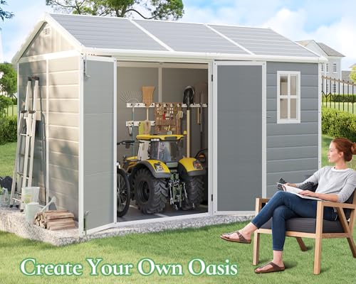 Grey Outdoor Resin Storage Shed with Floor N106