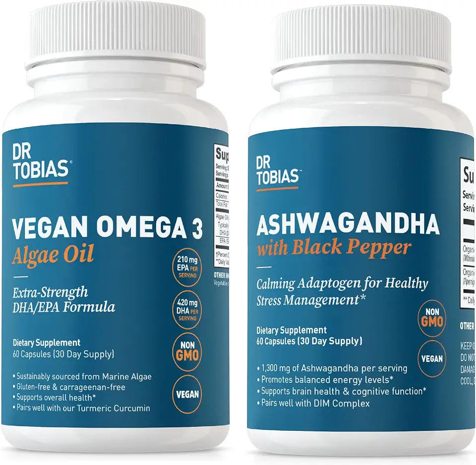 Vegan Omega 3 Algae Oil and Ashwagandha Capsules F73983
