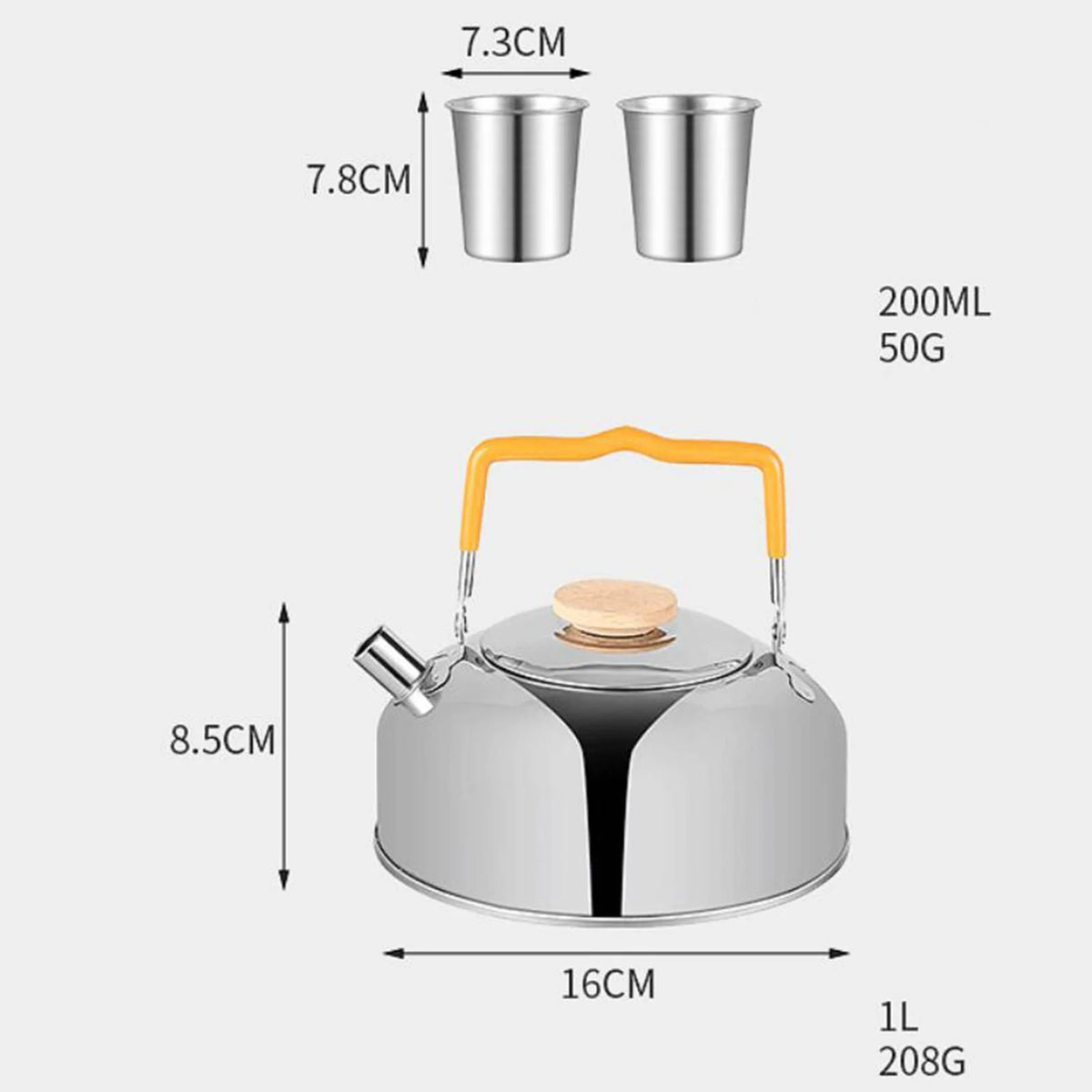 5x Gray Camping Cookware Set with Saucepan Drink Cup Pot Pan Kettle B518282