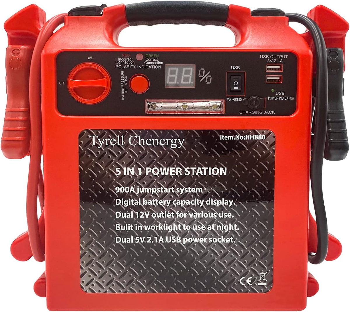 Portable Car Jump Starter with LED Light and USB Ports F830