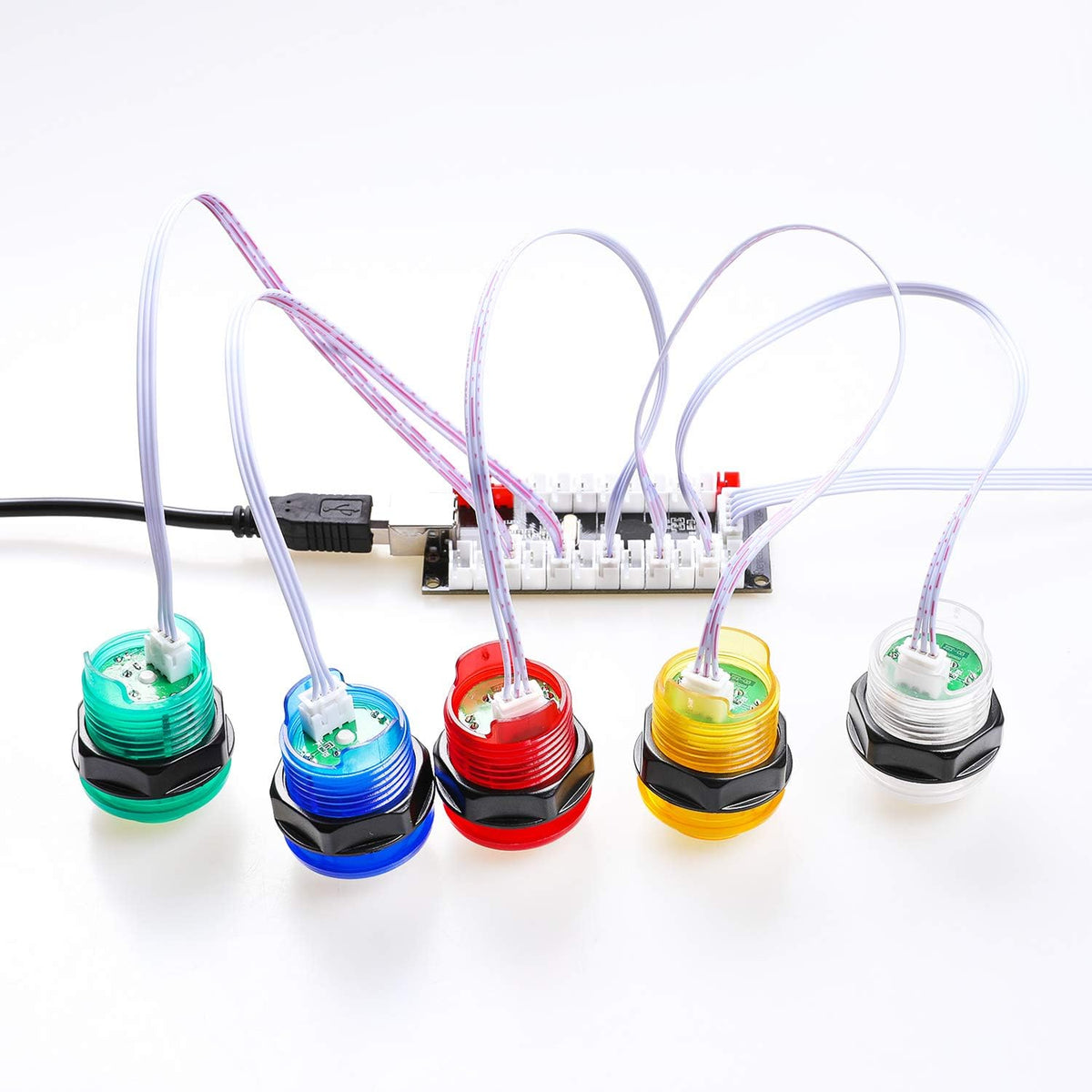 2X Zero Delay LED USB Encoder + 20x 28MM LED Arcade Buttons + 2X Joystick H840