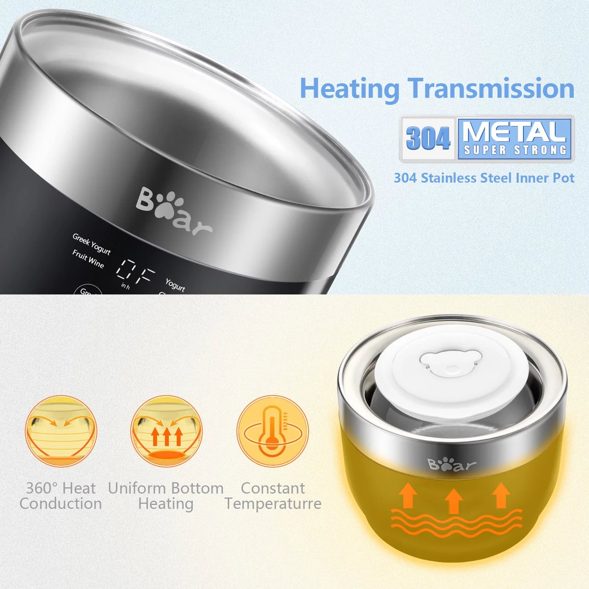 Greek Stainless Steel Yogurt Maker 2 Glass Jars D211