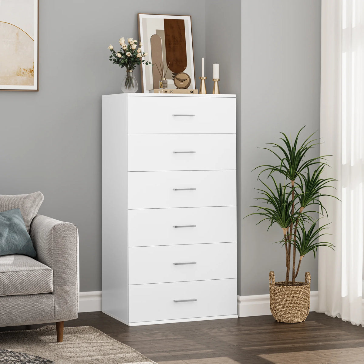 White 6 Drawer Wood Dresser H9351