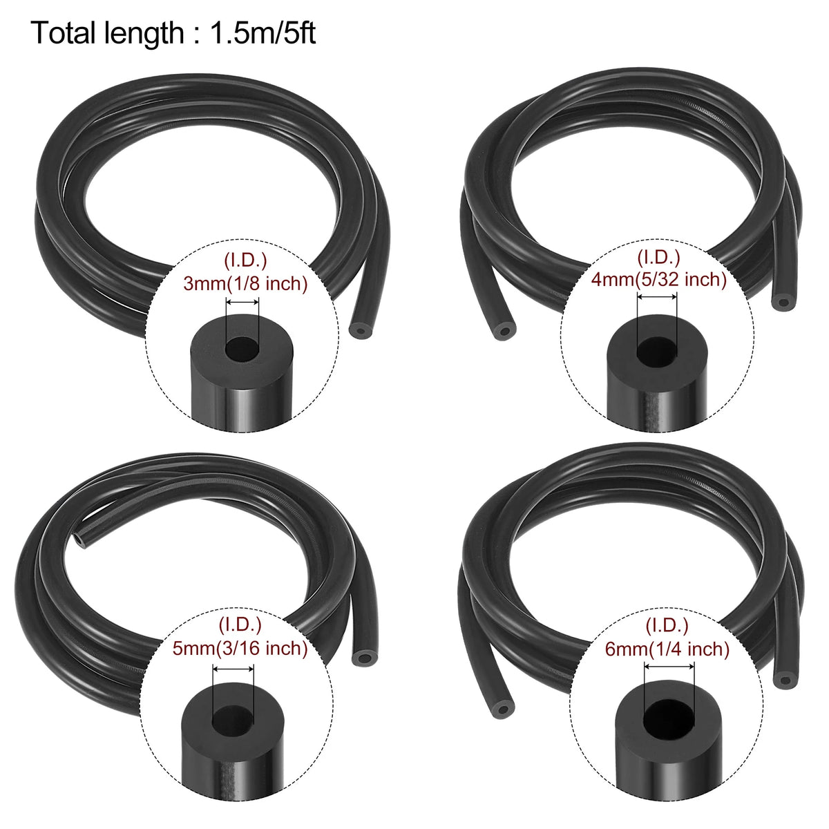 Vacuum Silicone Tubing Hose 5ft Black High Temperature P414462