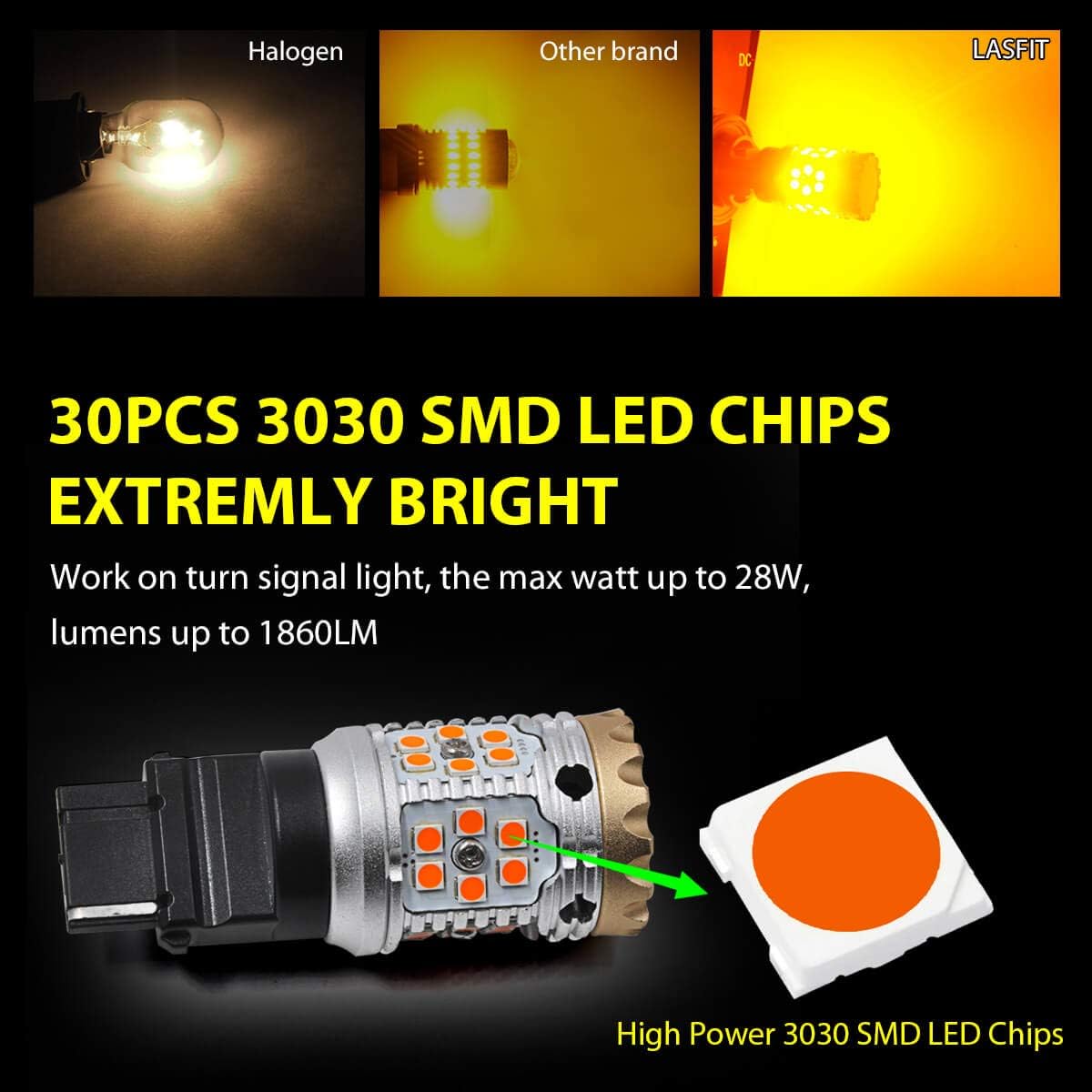 LED Turn Signal Light Bulbs, Amber Yellow, Pack of 2 K423691