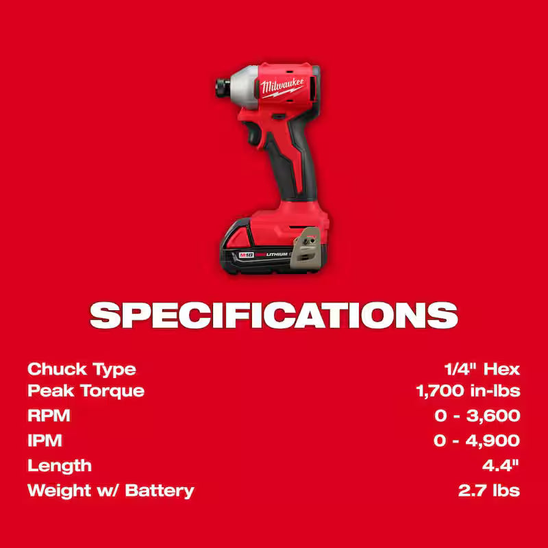 18-Volt Lithium-Ion Brushless Cordless 1/4 in. Impact Driver Kit with Wet/Dry Vacuum L688