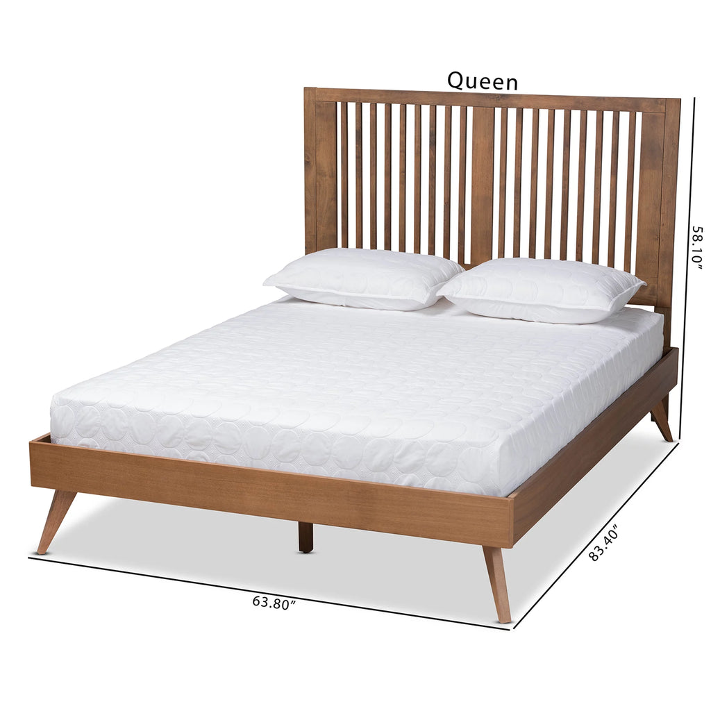Full Ash Walnut Wood Platform Bed B54033