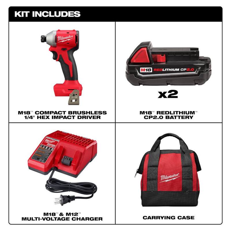 18-Volt Lithium-Ion Brushless Cordless 1/4 in. Impact Driver Kit with Wet/Dry Vacuum L688