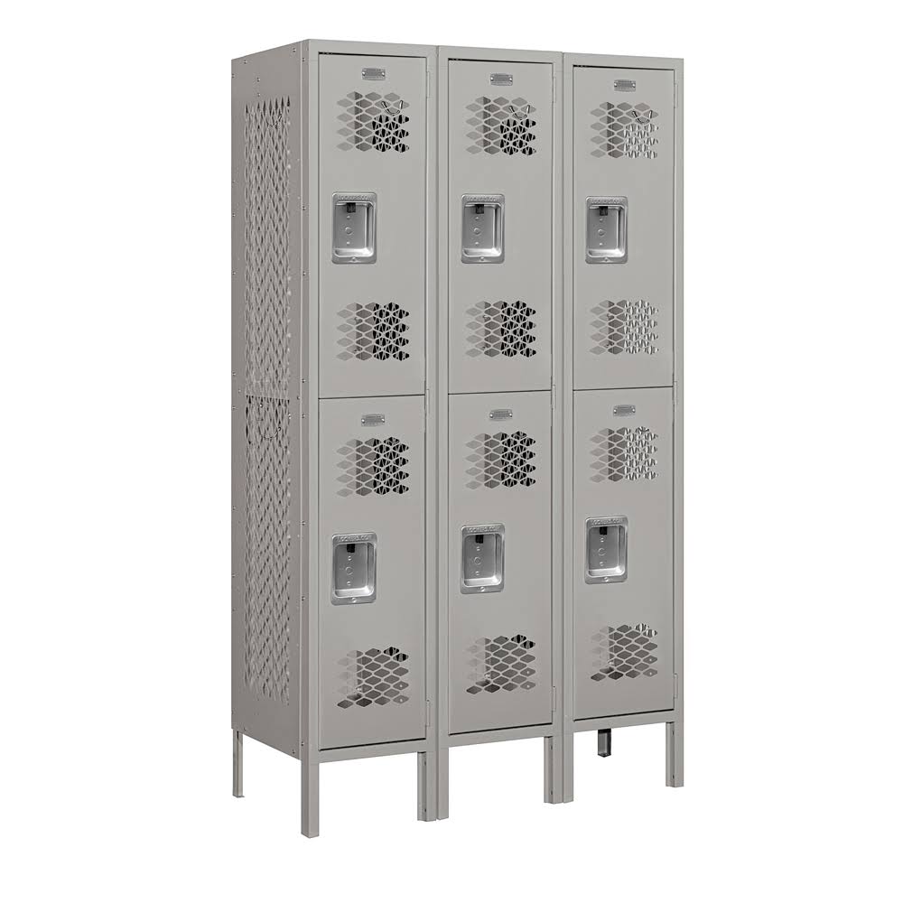 Gray 12x22 Wide Double Tier Vented Metal Locker R46027