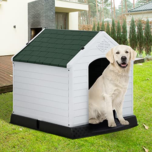 White Large Plastic Dog House with Elevated Floor B551