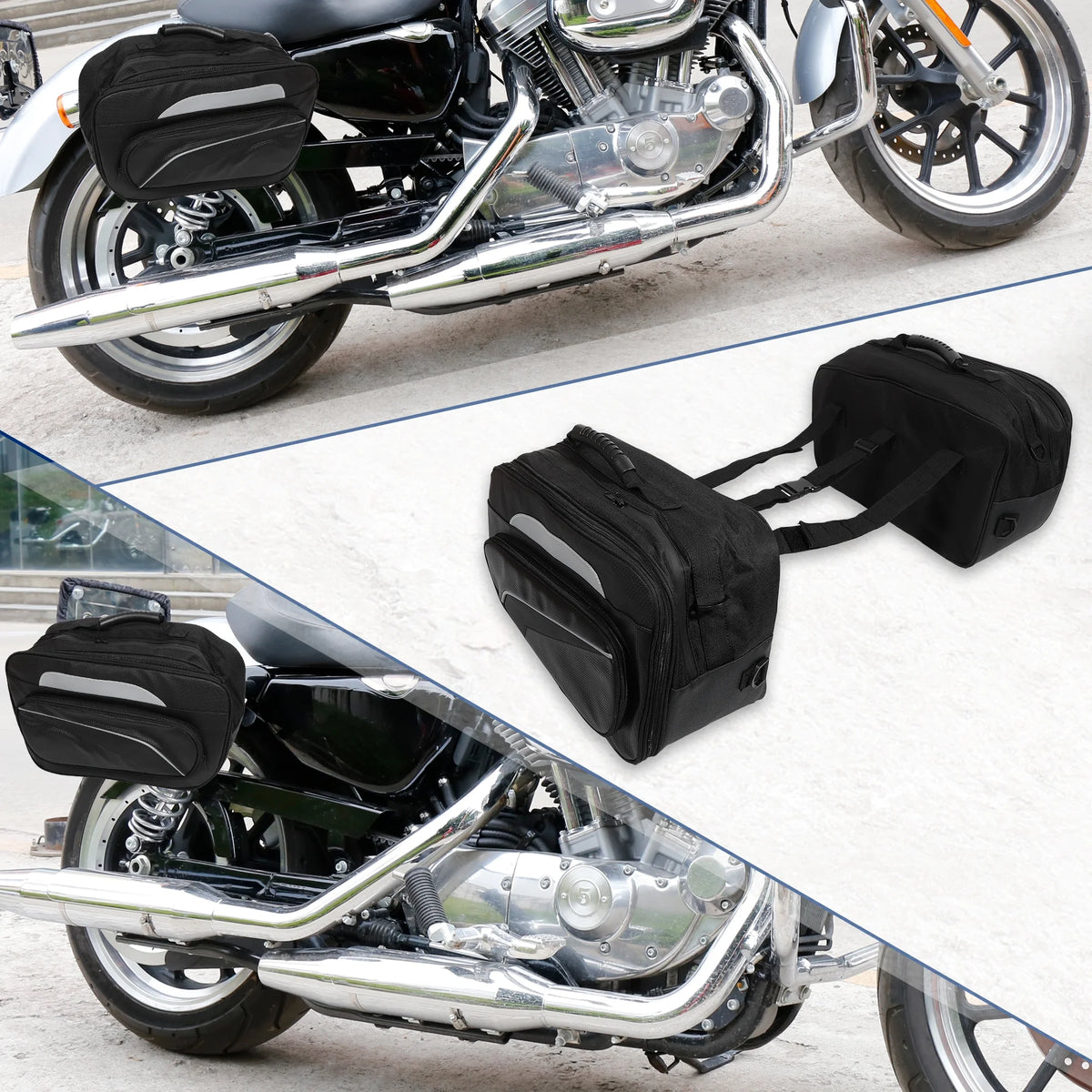 Black Motorbike Saddlebag Luggage Bag R891