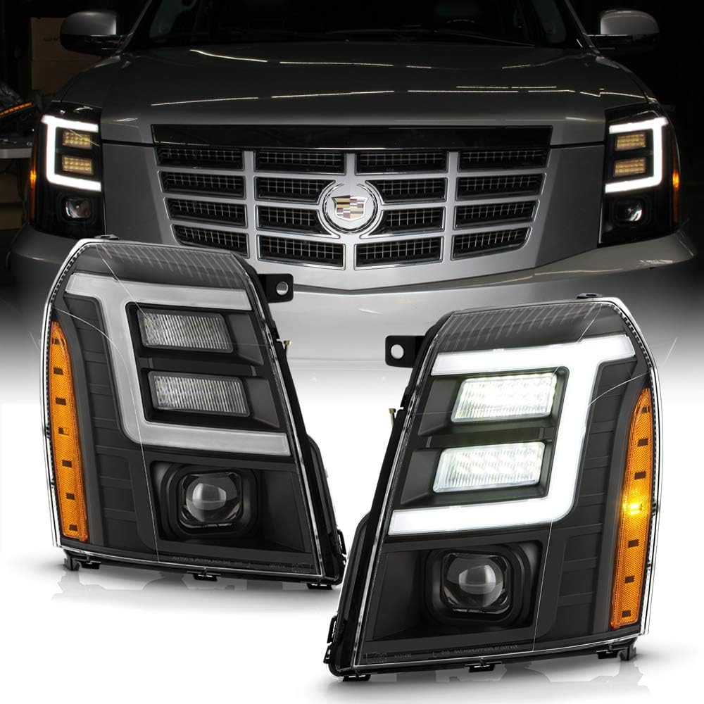 2007-2014 Cadillac Escalade Black Housing LED Projector Headlights Set M94105