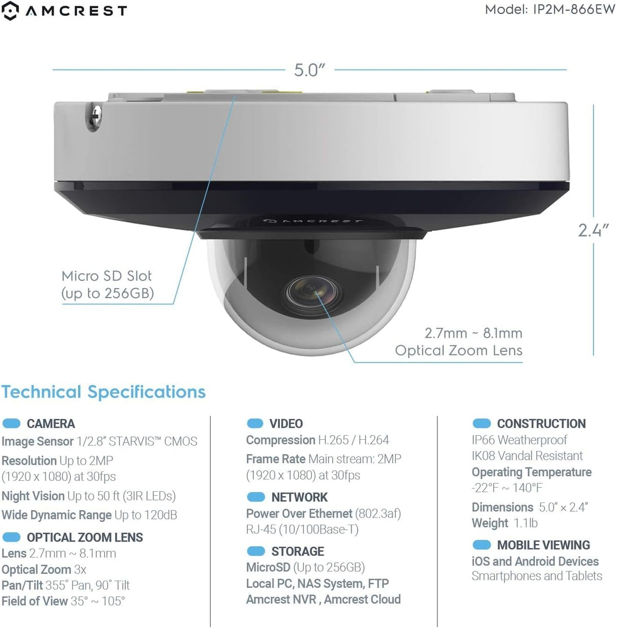 1080P PTZ Outdoor PoE Camera K844648