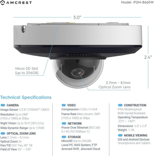 1080P PTZ Outdoor PoE Camera K844648