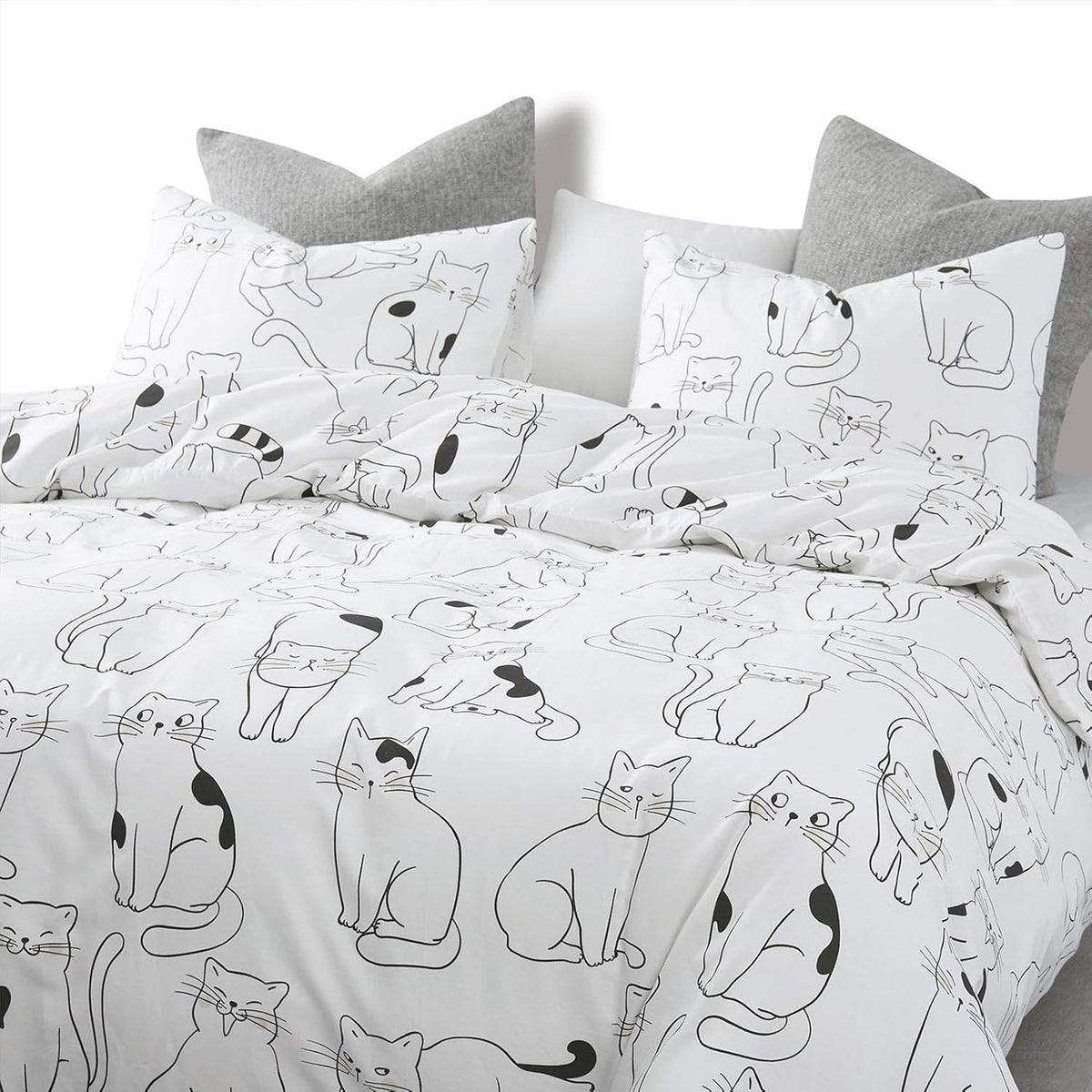 White 100% Cotton Twin Size Duvet Cover Set with Zipper Closure G1850