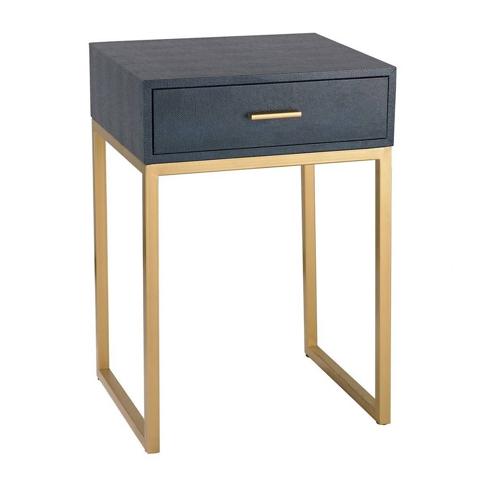 24 inch Side Table Gold/Navy Faux Shagreen Finish A664