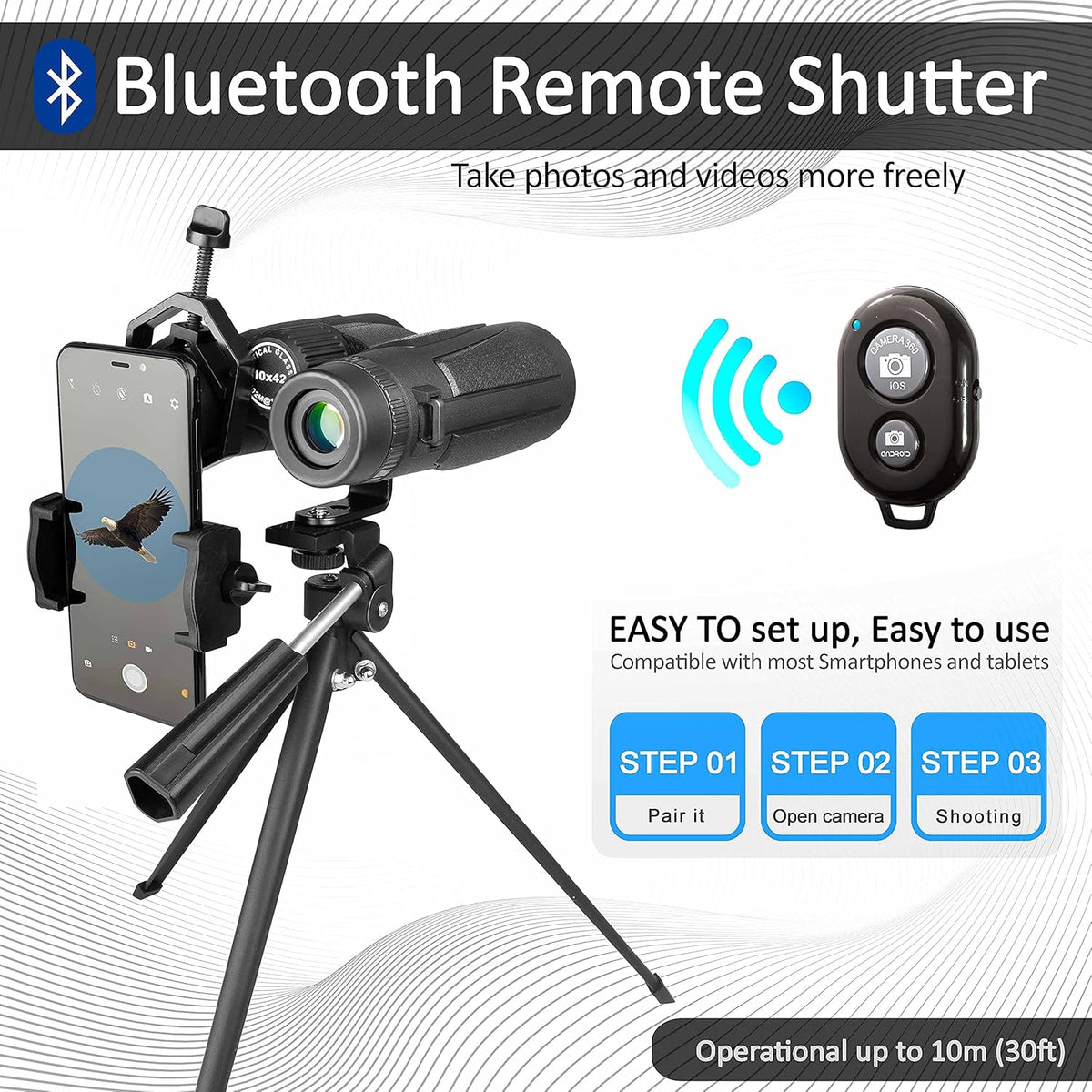 10x42 Waterproof Binoculars with Tripod and Carrying Bag T597116