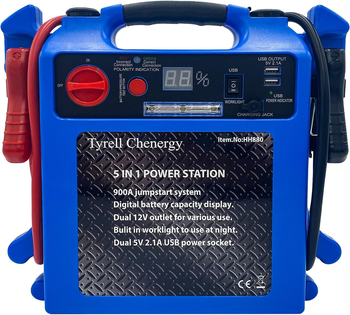 Portable Car Jump Starter with LED Light and USB Ports F830