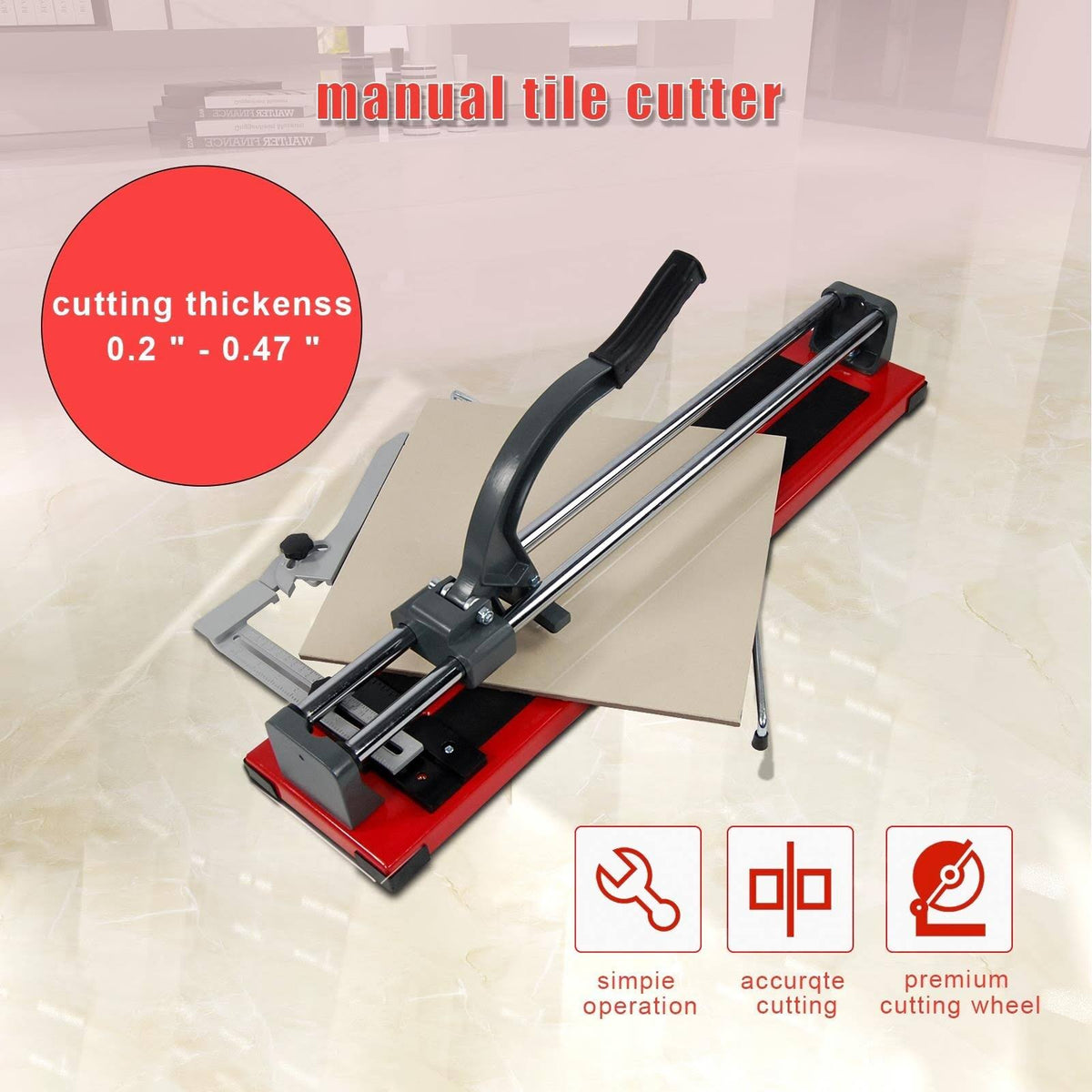 24 inch Manual Tile Cutter with Tungsten Carbide Cutting Wheel D40654