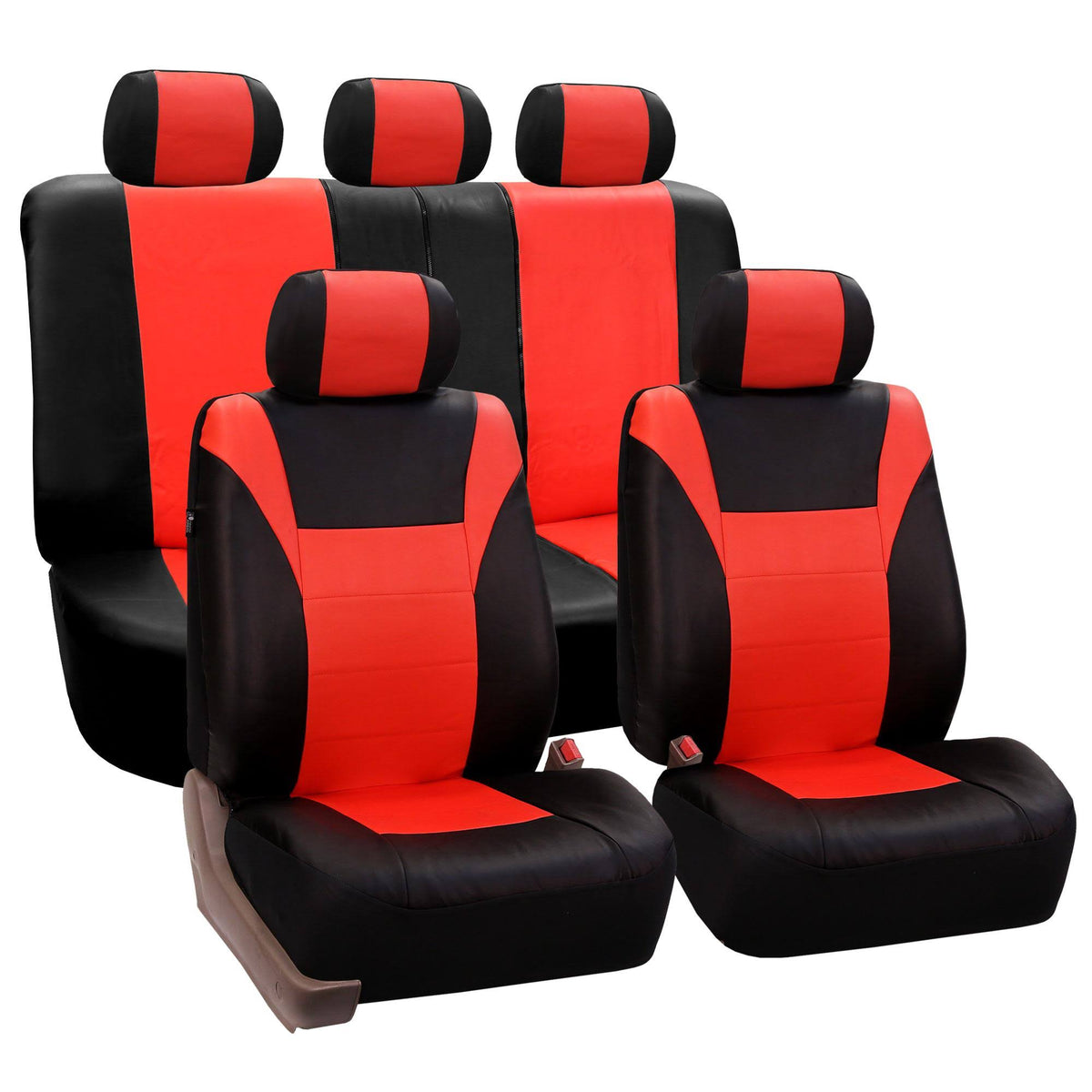 Red Faux Leather Seat Cover Full Set A93154