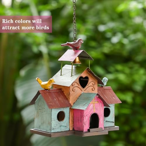 Large 4 Hole Metal Bird House with Bell G861426